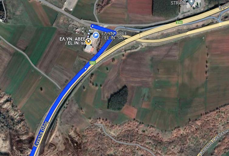 Χάρτης: 100 m από τον κόμβο 8a της Εγνατίας
